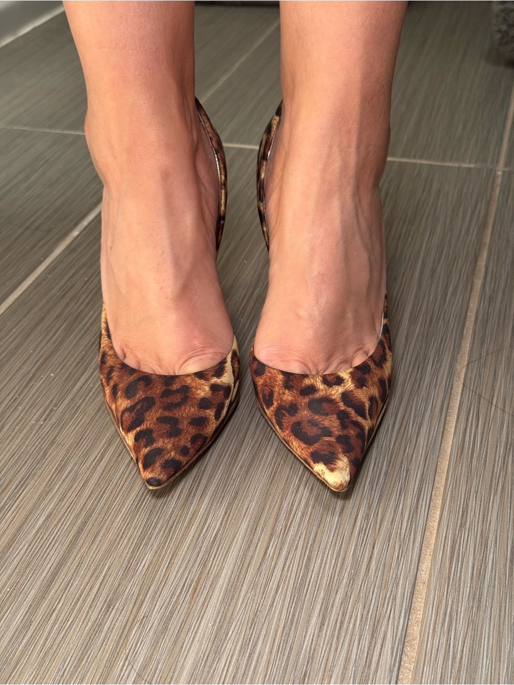 Guess by Marciano Leopard-Print Pointed Toe Pumps - Brown/Tan